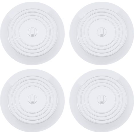 Bouchon de baignoire, bouchon de vidange en silicone, bouchon pour cheveux, couvercle à ventouse plat pour accessoires de cuisine et de salle de bain et de linge (blanc)