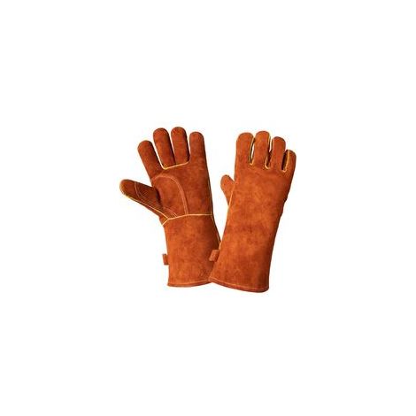 Gants pour Barbecue, Gants de Protection en Cuir pour Barbecue, Gants de Four, Parfait pour Grill BBQ Cuisine Four de Cuisson Coin du Feu Cheminée (1/5)