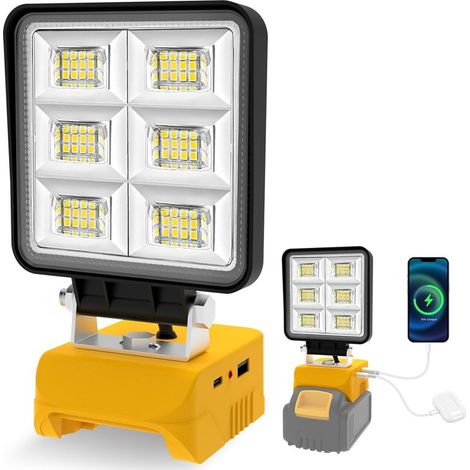50W 5000LM LED-Arbeitsleuchte, tragbare kabellose Leuchte für Dewalt 20V Max Akku (nicht im Lieferumfang enthalten), mit USB-C- und USB-Anschluss für Baustelle, Notfall, Garage, Autoreparatur. (1/5)