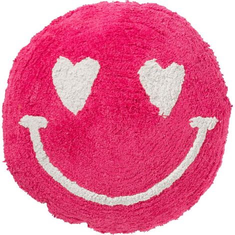 Coussin Déco Tufté Smiley "Polly" 45cm Rose (1/5)