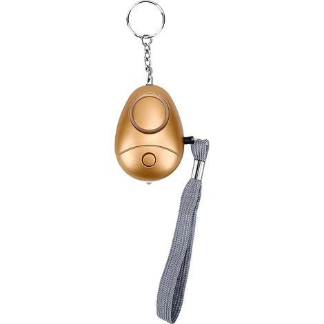 Alarme de sécurité personnelle porte-clés d'autodéfense d'urgence 130 dB avec lumières LED pour femmes, enfants et personnes âgées, couleur or (1/5)