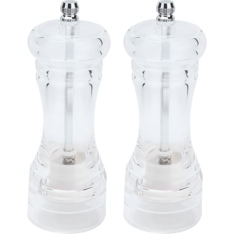 Lot de 2 moulins à poivre et sel manuels transparents en acrylique, outil de cuisine pour broyer les épices (12,7 cm). (1/5)