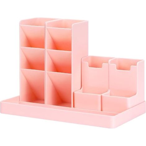 Porte-stylos - Pot à crayons - Plastique - Organisateur de bureau - Boîte de rangement - Fournitures scolaires et de bureau - 24,714,617,5cm - Rose (1/5)