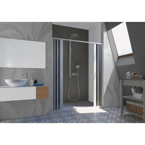 Porta doccia a pacchetto pieghevole centrale pvc bianco h.185cm box doccia MITE 110-90 cm