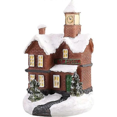Village de Noël miniature rétro avec éclairage décoration de Noël (1/5)