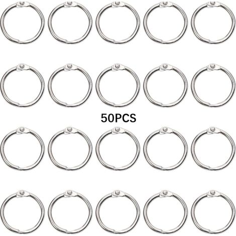 Petit classeur à anneaux métalliques, porte-clés pour cartes, scrapbooking, rapports, école, bureau à domicile, classe, enseignant, projets d'élèves, étiquettes nominatives, 50 pièces (25 mm) (1/3)