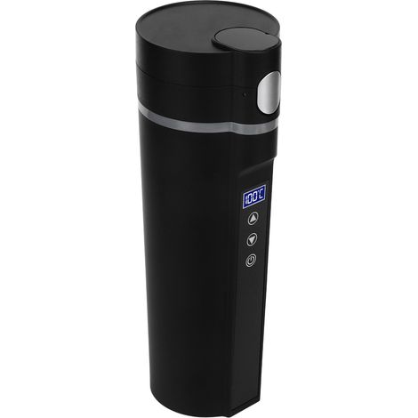 Mug chauffant électrique de voyage 450 ml, contrôle intelligent de la température, silencieux, noir, idéal pour la voiture, les voyages et le camping. (1/5)