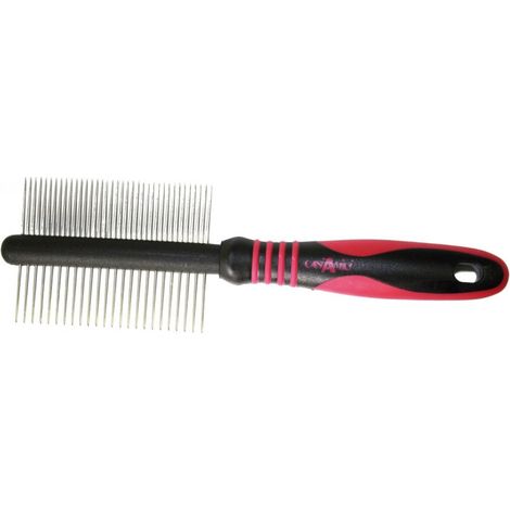 Trade Shop - Peine Doble Para Perros De Todas Las Razas Con Pelo Suave, áspero Y Largo -