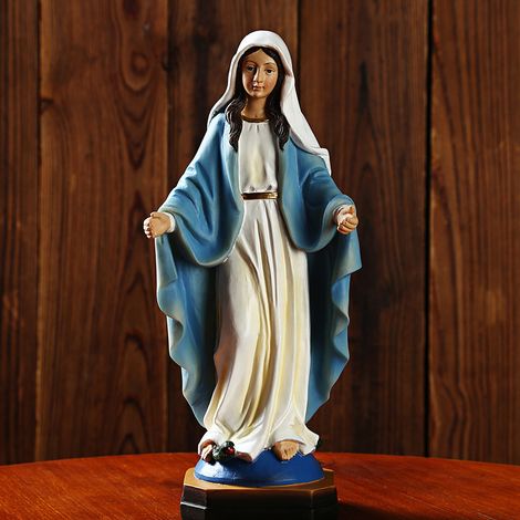 Estatua de resina de la Virgen María, figura religiosa cristiana, 21,5 x 10 x 6,3 cm, decoración para el hogar y regalo inspirador. (1/5)
