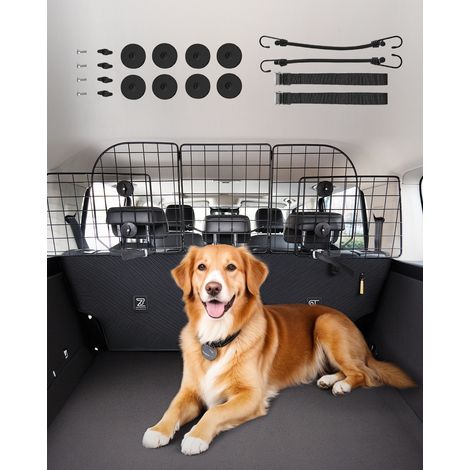VEVOR Barriera Universale Regolabile per Animali Domestici per Auto, Camion e SUV, Divisorio per Cancello in Tubo Metallo Resistente, Tiene Animali Lontani dai Sedili, Nero 408-1565 mm