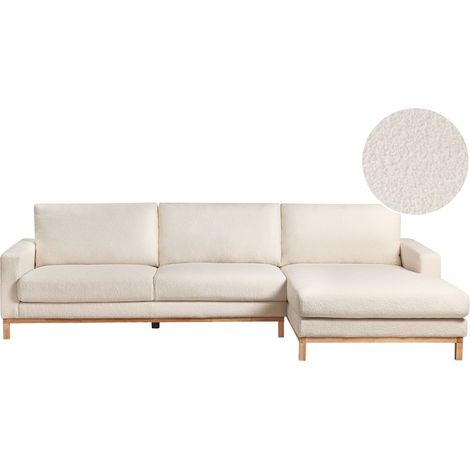 Corner Sofa 4 Seater SIGGARD Boucle White Left Hand (1/5)