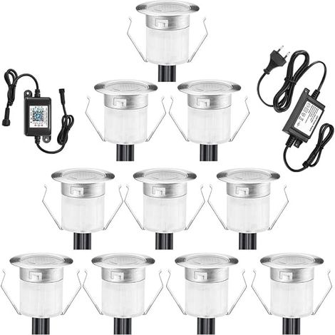 Blanc Chaud/Blanc Froid + CCT Bluetooth Spot Led Encastrable Lampe de Sol Encastrer étanche IP67 12V Ø30mm Contrôlé par l'app - éclairage pour terrasse, patio, décoration, intérieur et extérieur (1/5)