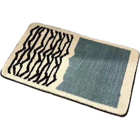Tapis rectangulaire antidérapant épais confortable absorbant lavable pour entrée bleu 40x60cm (1/5)