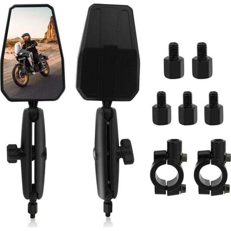 1 Paire Retroviseur Moto Embout de Guidon, Universel Réglable 360° Rétroviseurs Latéraux de Moto , Moto Miroir Compatible avec Scooter, Mobylette, ATV, Bicyclette (1/4)