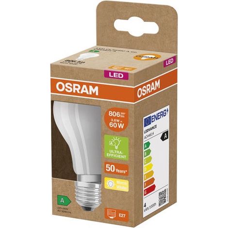 Led Estándar de Vidrio Opaco Clase A 4W E27 Blanco Cálido - Osram (1/2)