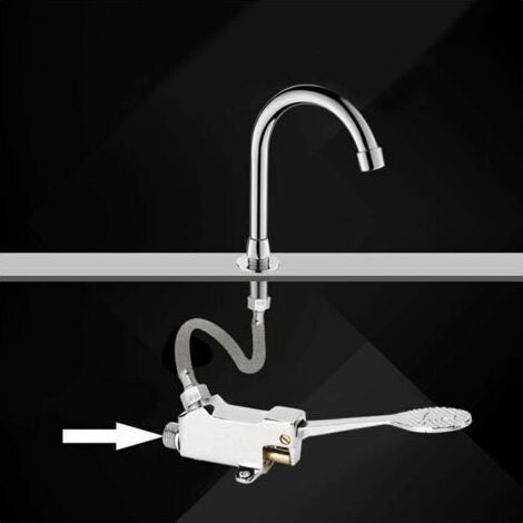 Forehill – Mitigeur de lavabo à pédale – Valve en cuivre pour contrôle sans contact – Finition galvanisée – Installation facile – Pour hôpitaux et écoles (1/4)