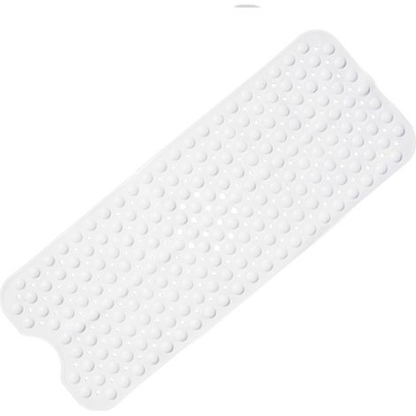 1 Tapis de douche, 100x40 cm, PVC antidérapant avec ventouses, gris, pour salle de bain (1/5)