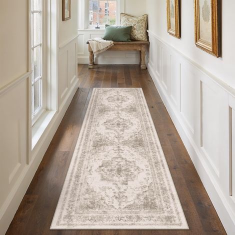 Vintage Tapis Couloir 60x240cm Beige Lavable en Machine Rug Cuisine,Chambre Enfant Rugs, Descente de Lit,AntidéRapant Carpet,Mangerd Carpets,Interieur Doux Poil Ras,Bureau (1/5)