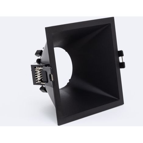 Aro Downlight Cuadrado Bajo UGR para Bombilla LED GU10 Corte 85x85 mm Negro (1/3)