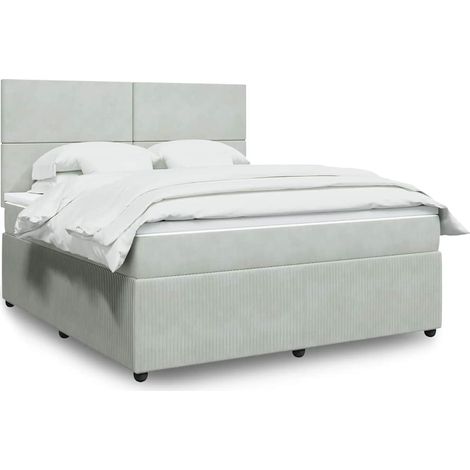 vidaXL Sommier à lattes de lit et matelas Gris clair 180x200cm Velours (1/5)