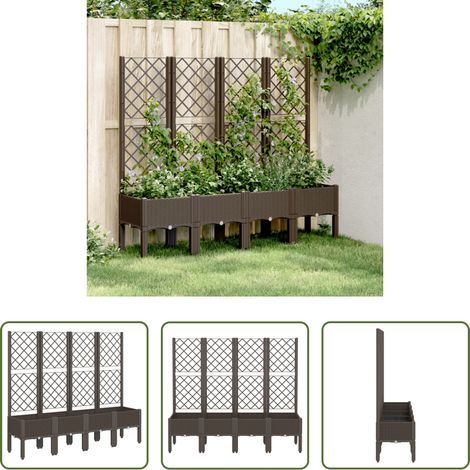 Spalier - Pflanzkübel mit Rankgitter Braun 160x40x142 cm PP (1/5)