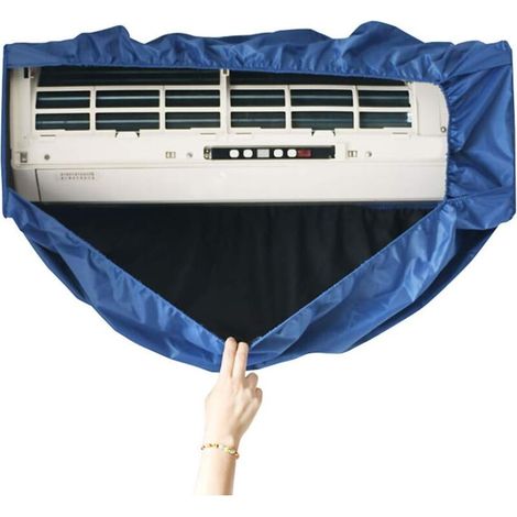 Copertura di pulizia per condizionatore d'aria split con tubo flessibile dell'acqua da 2,5 m e scarico, piastre di supporto bifacciali, pannelli impermeabili, condizionatore d'aria a parete, blu (1/5)