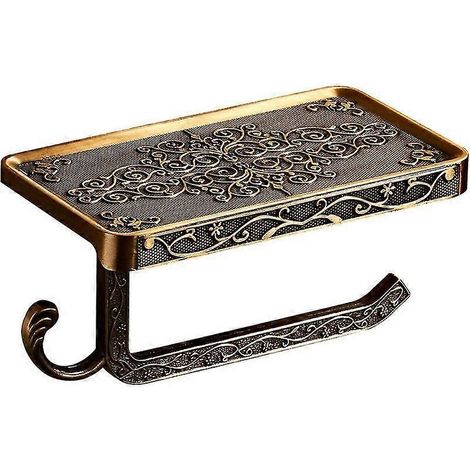 Porte-rouleau de papier toilette, porte-rouleau de papier toilette avec support pour téléphone portable, support mural, accessoires de salle de bain (1/5)