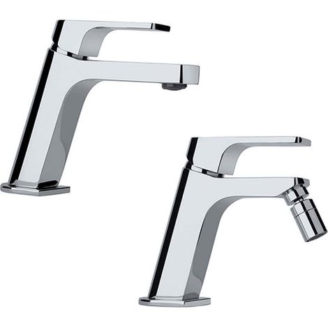 Set miscelatori lavabo + bidet Jacuzzi rubinetteria Twilight ottone cromato per piletta di scarico click clak (1/5)