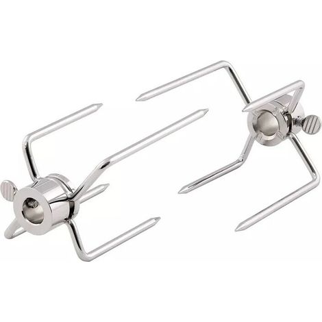 Fourchettes à rôtisserie en acier inoxydable – Lot de 2 pièces – Pour barbecue charbon de bois – Idéal pour rôtir poulet et viandes (1/5)