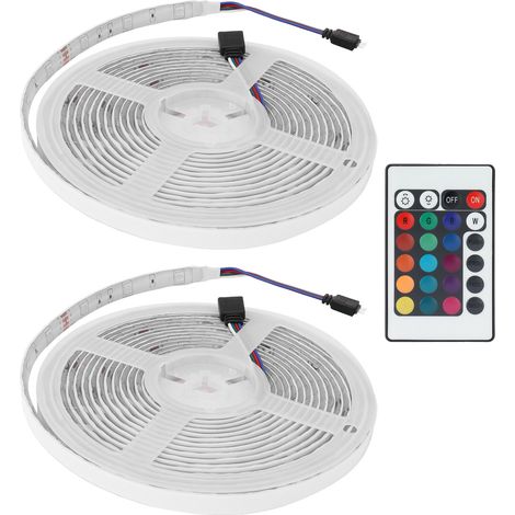 Bande LED RGB 5050 300 LED IP65 12V à intensité variable et changement de couleur avec télécommande (1/5)