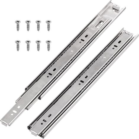 10 pièces 350mm pleine extension sans bruit roulement à billes tiroir coulissant avec vis, capacité de charge de 100 LB Heavy Duty Lock tiroir coulissant rail de montage latéral (1/5)