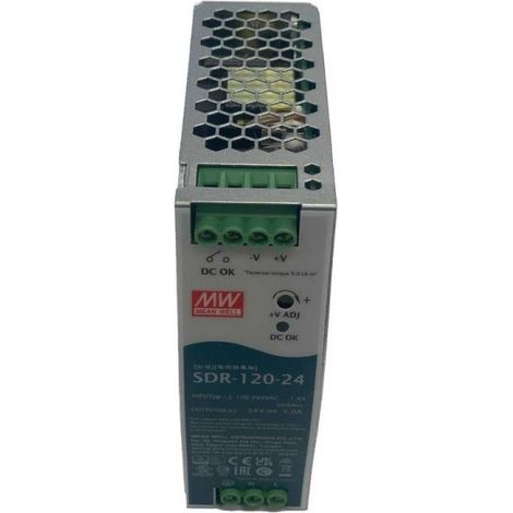 MW MEAN WELL SDR-120-24 Alimentatore DIN RAIL 120W 24V 5A Per Automazione Industriale Input 220V 110V