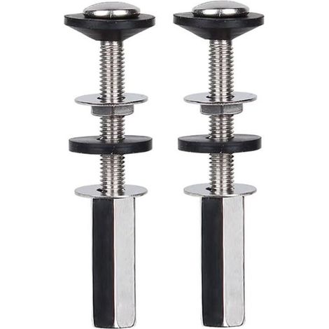 Lot de 2 boulons de réservoir de Toilettes à Cuvette, boulons de Toilette Robustes antirouille avec écrous Longs, Double rondelles en Caoutchouc pour boulons de réservoir de Toilettes et vis (1/4)