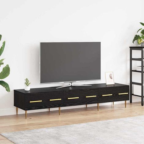 vidaXL Mobile TV Rovere Nero 150 x 36 x 30 cm Legno multistrato