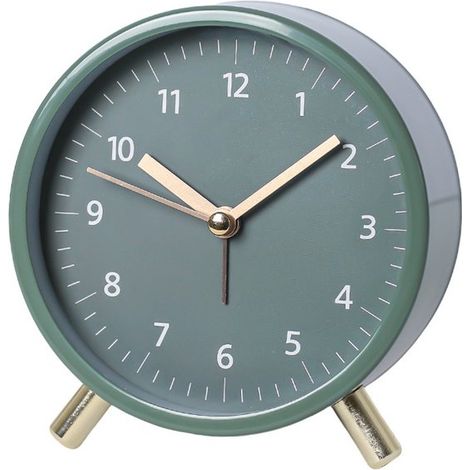 Sveglia analogica silenziosa，sveglia in metallo con luce notturna，sveglia silenziosa con quadrante grande，sveglia a batteria (verde) (1/5)