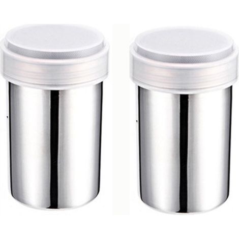 Lot de 2 saupoudreuses en acier inoxydable 304, format moyen, pour poivre, sel et épices – 7 × 10 cm (1/5)
