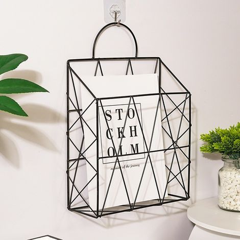 Étagères murales - porte-revues - étagères en fer forgé - présentoirs à magazines - étagères décoratives pour bureau/salon - noir (1/5)