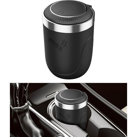 Cendrier Voiture,Cendrier Voiture Anti Odeur,Cendrier Avec Couvercle,Cendrier Voiture Led,Cendrier en Acier Inoxydable,Cendrier de Voiture,Convient aux de Pièces Automobiles(Schwarz) (1/3)