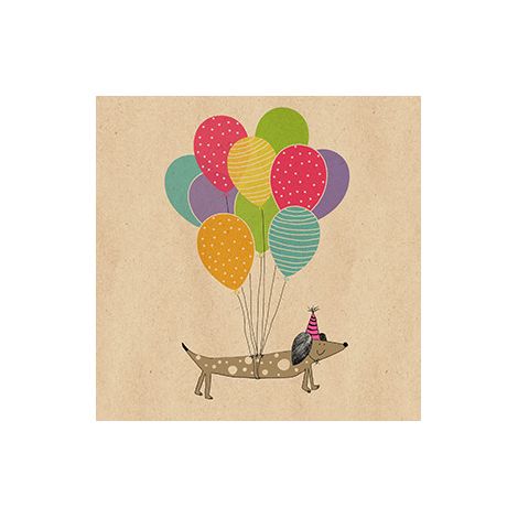 Servietten Dackel mit Ballons 33 x 33 cm 20 Stück Servietten