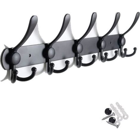 Porte-manteau - Acier Inoxydable - 5 Crochets - Noir - Design Contemporain - Multifonctionnel (1/4)