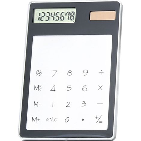 Calculatrice solaire tactile 8 chiffres écran LCD portable transparente noire pour bureau école maison (1/5)