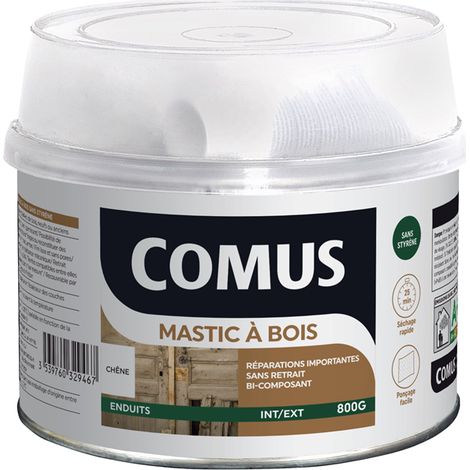 Comus – Mastic à bois bi-composant chêne 800g – Excellente adhérence – Durcissement rapide – Fini lisse et sans porosité (1/2)