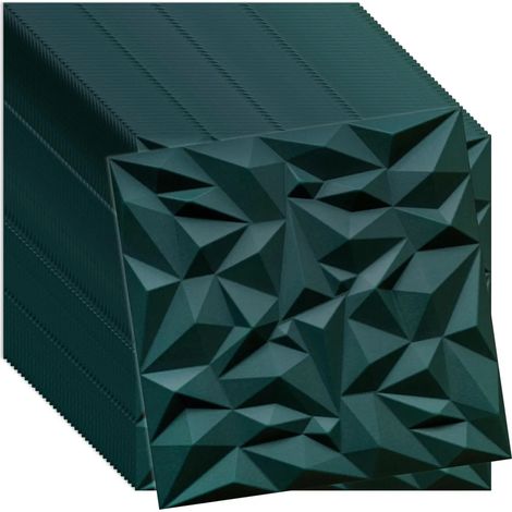 Panneaux muraux et plafond 3D vert VERDICO 50x50 cm – polystyrène décoratif, lot 40 pièces (10 m²)