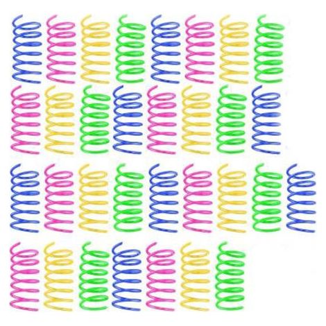 Jouets à ressort pour chats - 5 x 2 cm - Vert, rose, jaune, bleu - 32 pièces - Ressorts sauteurs - Jouets pour chats - Plastique - Jouets pour chatons (1/5)