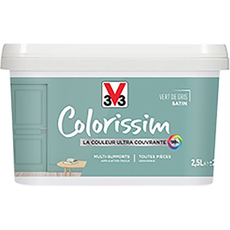 Peinture Multi-supports V33 Colorissim Satin Vert de gris 2,5 L