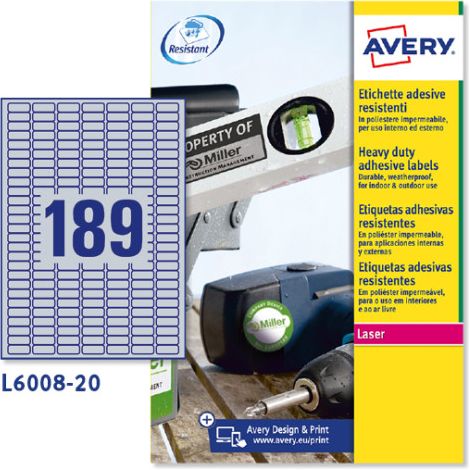 Avery Etiquetas Plateadas De Poliéster 25.4 X 10 Mm
