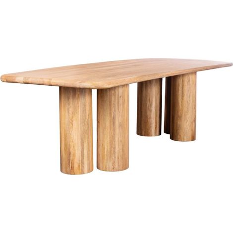 Esstisch ORINO 240 cm aus massivem Mangoholz – Rechteckiger Designertisch mit zylindrischen Beinen