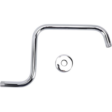 Bras de douche à bride en acier inoxydable, pommeau de douche en forme de S, tube de colonne montante mural, bras d'extension pour pommeau de douche de salle de bain, galvanisé. (1/5)