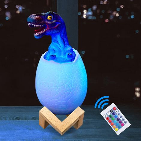 Dinosaurier-Nachtlicht für Kinder, 16-farbige RGB-Dinosaurier-Lampe aus Holz, Nachttischlampe fürs Kinderzimmer, Touch- und Fernbedienungssteuerung, USB-aufladbar, Kinderspielzeug (1/5)