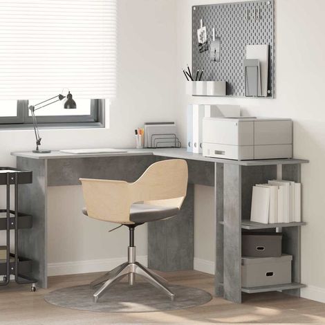 Eck-Schreibtisch Beton Grau 140 x 113,5 x 75 cm Holzwerkstoff